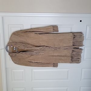 Suede Long Fringe Coat